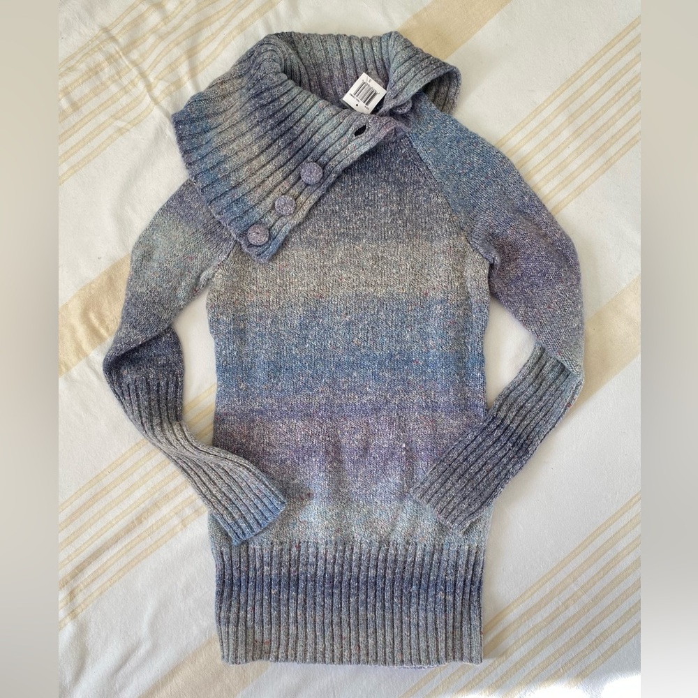 One A NWT Long Magnificent Funnel Neck Sweater in Hydrangea Ombré SZ S